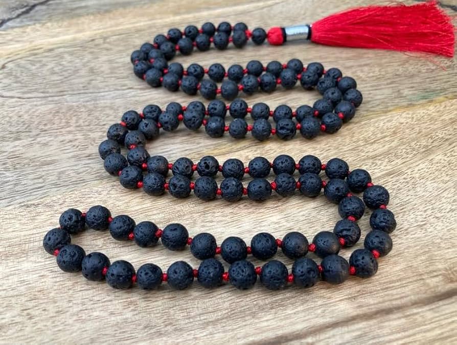 Premium Lava Stone Mala 108 Beads Jwalamukhi Mala